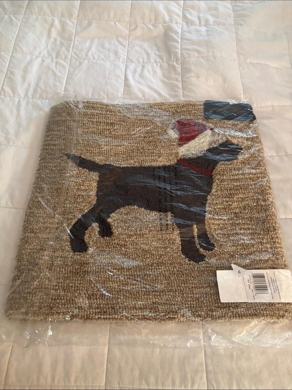 Liora Manne Tan and Black Lab Dog Accent pillow Christmas cover NWT